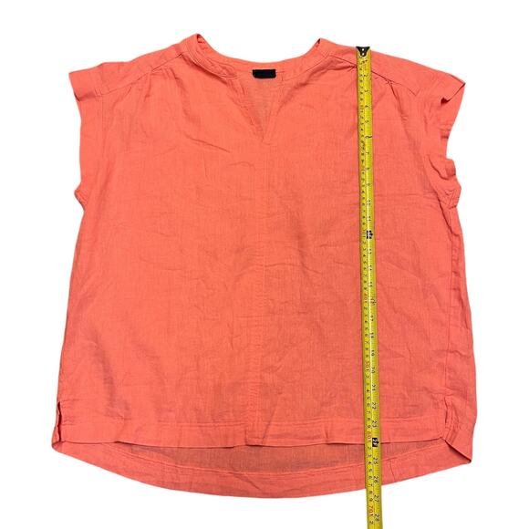Splendid Coral Orange Linen Blend V Neck Shirt Size Large EUC - Picture 3 of 4